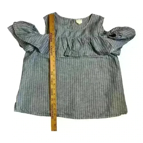 J Crew Linen Blend Ruffle Striped Cold Shoulder Top Sz 14 women - Picture 8 of 8